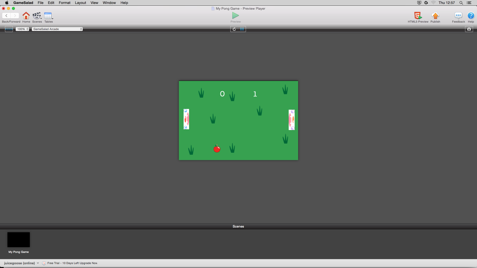Play 'My Pong Game' on GameSalad Arcade